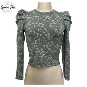 KISS THE STARS Jacquard Knit Puff Sleeve Sweater Blouse XS